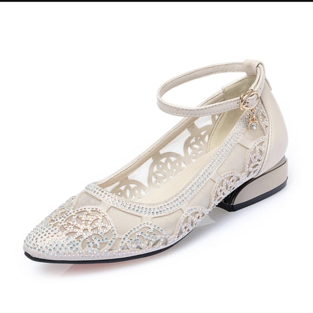 Mesh Rhinestone Microfiber Leather Dance shoes with 2.5cm Heel - Unworn!
